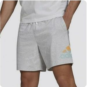 Adidas Mens XL Badge of Sports Logo-Print 7" Drawstring Shorts LightGrey Heather